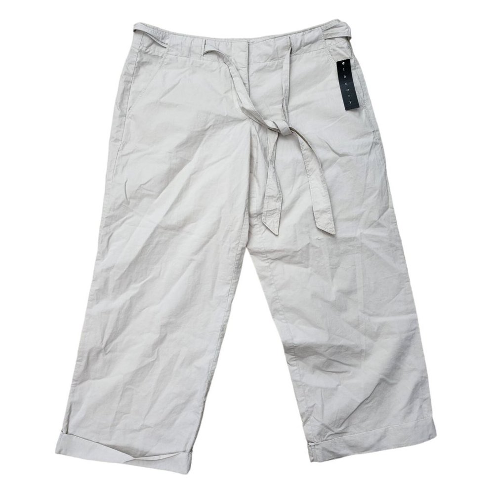 Theory NWT Tie Pants Ebrillwen Hammock Solid Cropped Cuff Summer 2